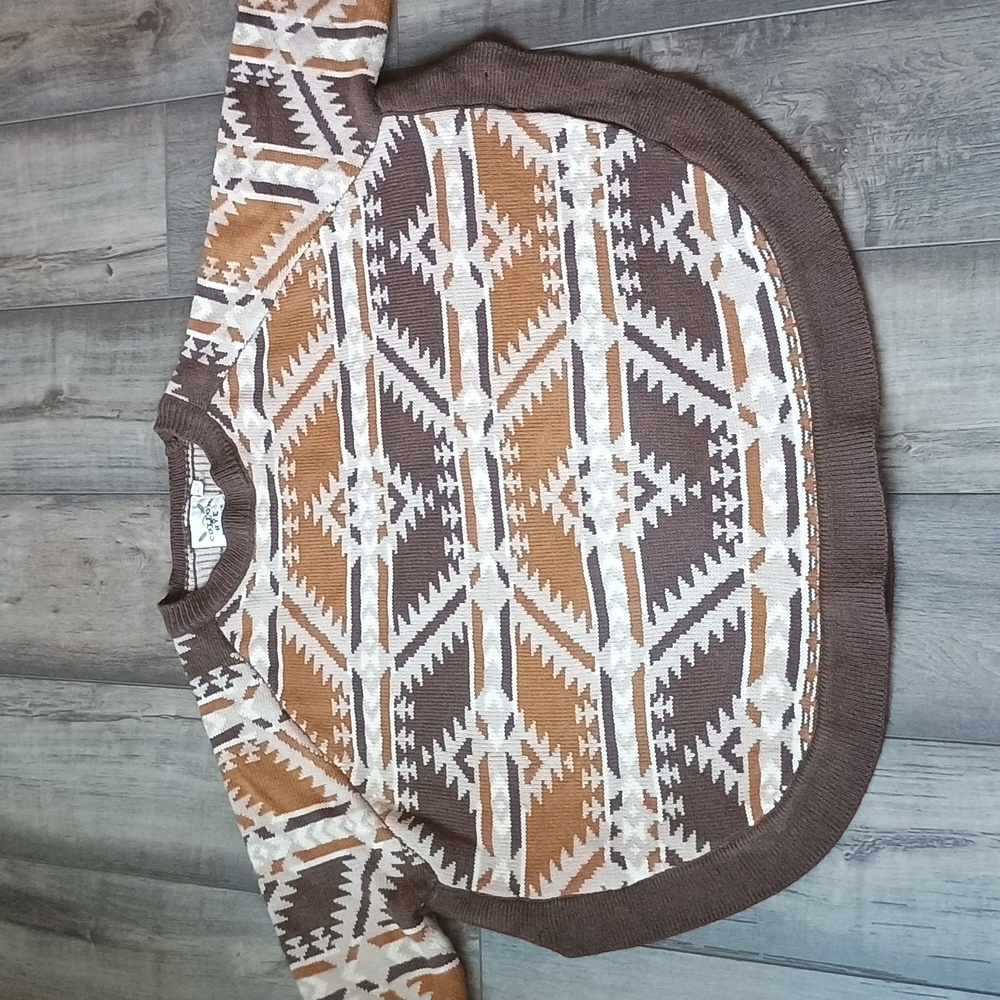 Cotton and Rye Sweater Size L Aztec Western Cowgirl Rodeo